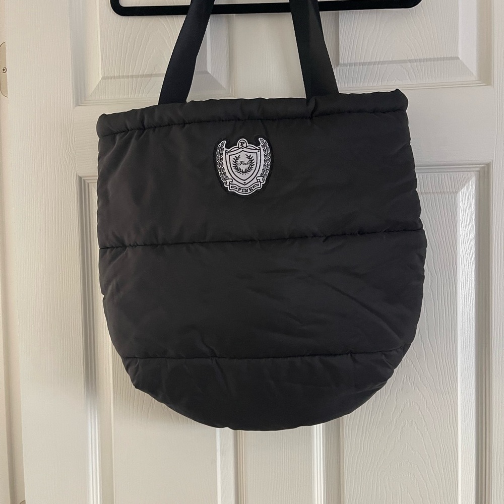 Victorias Secret Puffy Black Zipper Tote - Picture 1 of 8